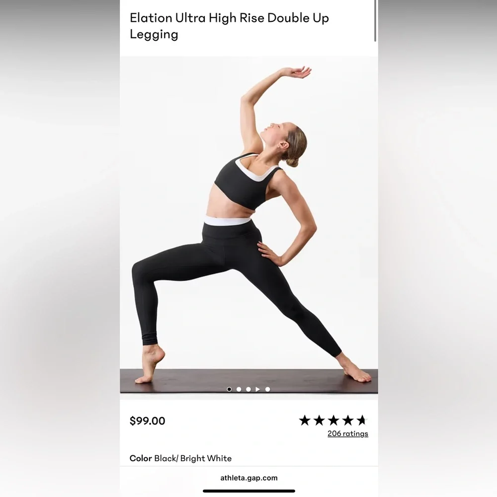 Athleta Ultra High Rise Elation Leggings in White and Black - Picture 4 of 5